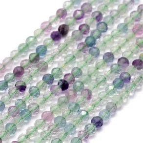 Fluorite Crystal Faceted Round Gemstone Bead 4mm - 15.5" Strand