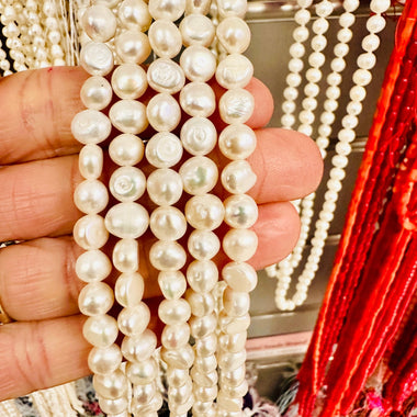 Freshwater Button Pearl 6mm -15.5"inches Strand - Beadsy Beads