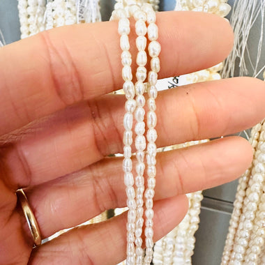 Freshwater Pearl Beads Rice 2 - 3 mm - 15.5"inches Strand - Beadsy Beads