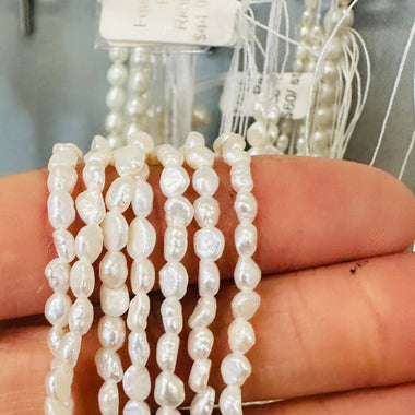 Freshwater Pearl Beads Rice 4 - 5 mm - 15.5"inches Strand - Beadsy Beads