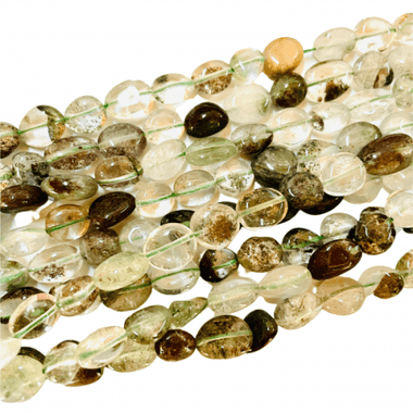 GENUINE Green Phantom Potato Gemstones Beads 9x11mm - 15 Inches Strand - Beadsy Beads