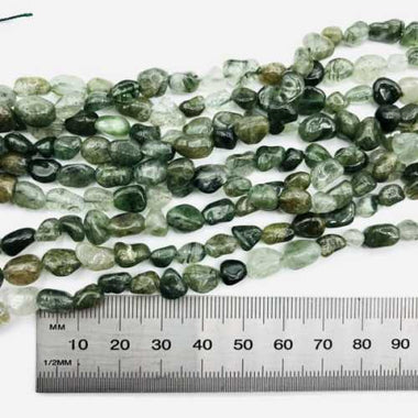 GENUINE Green Rutilated Quartz Potato Gemstones Beads 6*8mm - 15 Inches Strand - Beadsy Beads