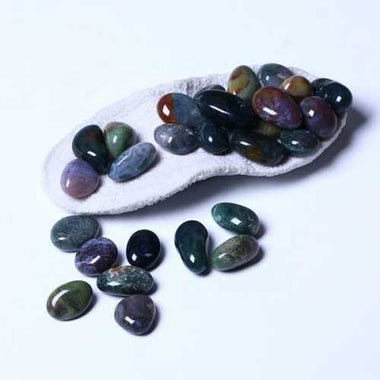 Genuine Moss Agate Gemstone Crystal Tumble 3 - 4cm - 2 pcs - Beadsy Beads