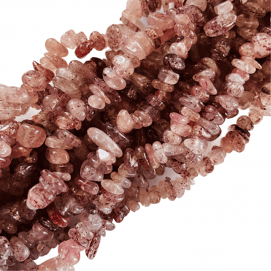 GENUINE Strawberry Quartz Chips Crystal Gemstone Beads Strands 85cm - Beadsy Beads
