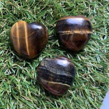 Genuine Tiger Eye Gemstone Crystal Love Heart 3cm - Beadsy Beads