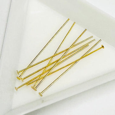 Gold Vermeil Head Pin 50mm - Beadsy Beads
