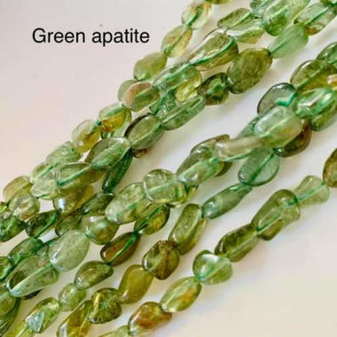 Authentic Green Apatite Potato Tumbled Nugget Gemstones Beads 8-10mm - 15.5" Strand