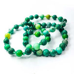 Green Grass Agate Gemstone / Swarovski Crystals Bracelet size 8mm - Beadsy Beads