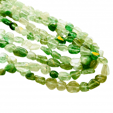 Green Strawberry Quartz Crystal Tumbled Nugget Gemstones Beads 8mmx10mm – 15.5″ Strand - Beadsy Beads