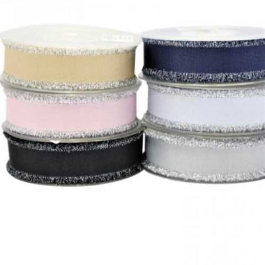 Grosgrain Ribbon Silver Fringe Multi Coloured - Beadsy Beads