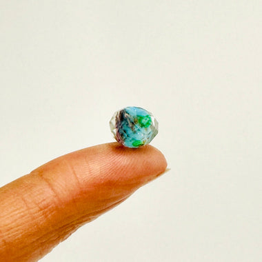 Handmade Glass Faceted Rondelle Flower Beads 7.5mm Light blue / 3pcs - Beadsy Beads