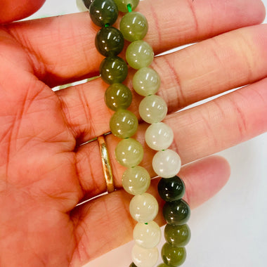 Hetian Jade Crystal Gemstone Beads Round - 15.5in Strand Select a Size - Beadsy Beads
