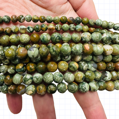 Rhyolite Crystal Gemstone Beads Round Choose Size - 15.5in Strand