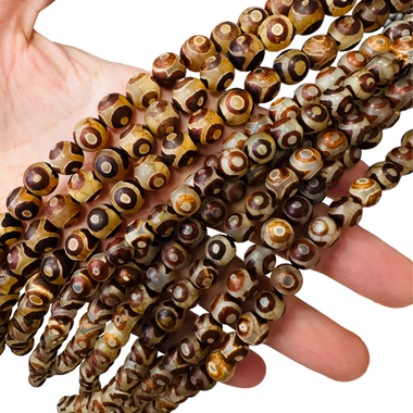 DZI Eye Tibetan Beads Round- 8mm - 15.5in Strand