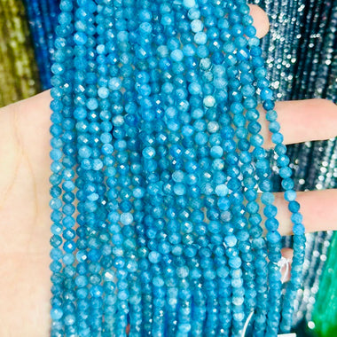 Authentic Apatite Crystal Faceted Round Gemstones Beads 4mm -15.5" Strand