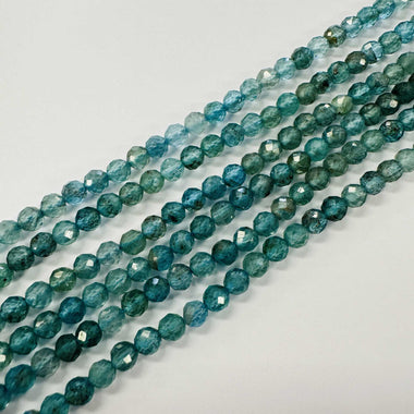 Authentic Light Apatite Crystal Faceted Round Gemstones Beads 4mm -15.5" Strand