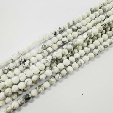 Authentic Howlite Faceted Round Gemstones Beads 4mm -15.5" Strand