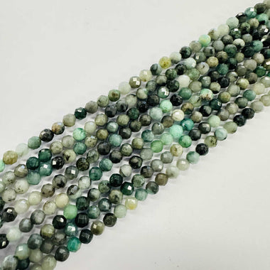 Authentic Emerald Faceted Round Gemstones Beads 4mm -15.5" Strand