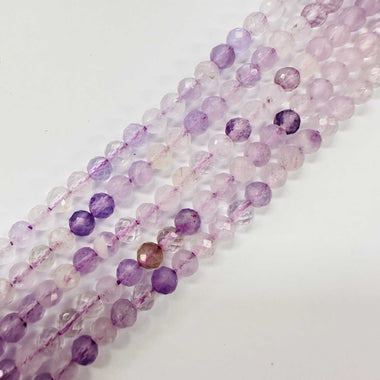 Authentic Lavender Quartz Faceted Round Gemstones Beads 4mm -15.5" Strand