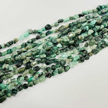 Authentic Emerald Potato Tumbled Nugget Gemstones Beads 8-10mm - 15.5" Strand