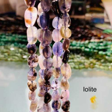 Authentic Iolite ( Water Sapphire) Potato Tumbled Nugget Gemstones Beads 8-10mm - 15.5" Strand