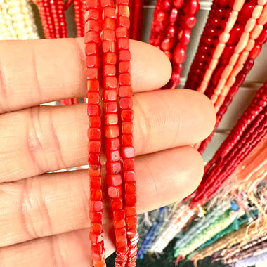 Irradiated Bamboo Coral Cube Bead 3mm - 15.5"inches Strand - Beadsy Beads