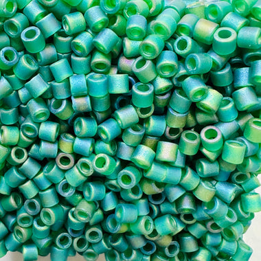 Japanese Miyuki Delica Seed Beads 8/0 DBL858 Matte TR Green AB - 5 grams - Beadsy Beads