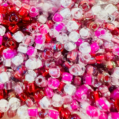Japanese Miyuki Triangle Mix 8/0 Strawberry Field 10 grams - Beadsy Beads