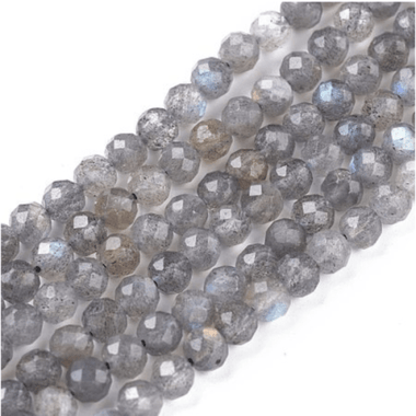 Labradorite Crystal Round Faceted Gemstones Beads 4mm - 15 Inches Strand - Beadsy Beads