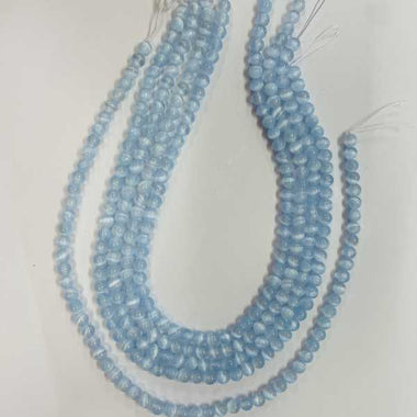 Lake Blue Selenite Round Strand of Beads 6mm - Beadsy Beads
