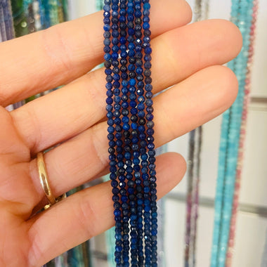 Lapis Lazuli Crystal Round Faceted Gemstone Beads 2mm - 15.5" Strand - Beadsy Beads
