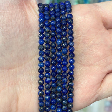 Lapis Lazuli Crystal Round Gemstone Beads 4mm - 15.5" Strand - Beadsy Beads