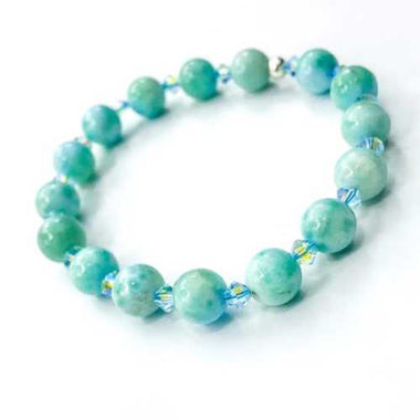 LARIMAR Gemstone / Swarovski Crystals Bracelet size 8mm - Beadsy Beads