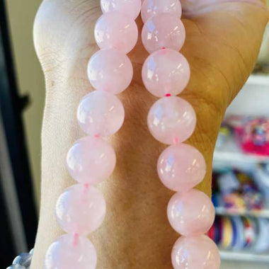 Madagascar Rose Quartz 12mm Round Strand - Beadsy Beads