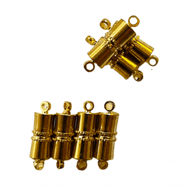 Magnetic Clasp - Yellow Gold Plated Barrel shape 5pcs - Beadsy Beads