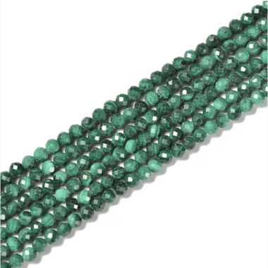 Malachite Crystal Round Faceted Gemstone Beads 4mm - 15.5" Strand - Beadsy Beads