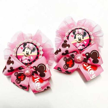 Minnie mouse Bow Pair Pink - Beadsy Beads