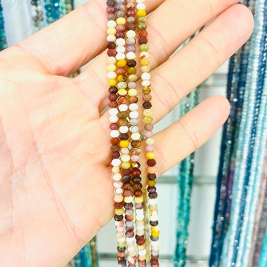 Mookaite Crystal Gemstone Faceted Beads Cube 2.5 mm - 15" Strand - Beadsy Beads