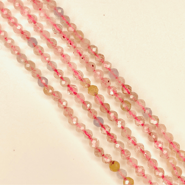 Morganite Crystal Round Faceted Gemstone Beads 2.5mm - 15.5" Strand - Beadsy Beads