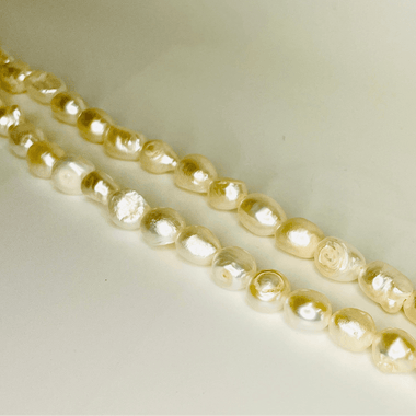 Natural Freshwater Baroque Pearls Beads 9 - 10 mm - 15.5"inches Strand White - Beadsy Beads