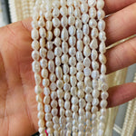 Natural Freshwater Pearl Baroque Rice Beads 5 - 6 mm - 15.5"inches Strand - Beadsy Beads