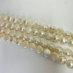 Natural Freshwater Pearls Beads 8 - 9 mm - 15.5"inches Strand White Button Shape - Beadsy Beads