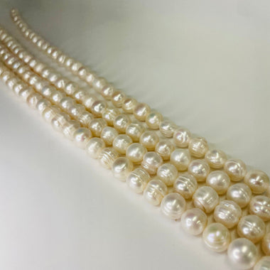 Natural Freshwater Pearls Beads Potato 10 - 11 mm - 15.5"inches Strand White - Beadsy Beads