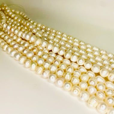 Natural Freshwater Pearls Beads Potato 10 - 11 mm - 15.5"inches Strand White - Beadsy Beads