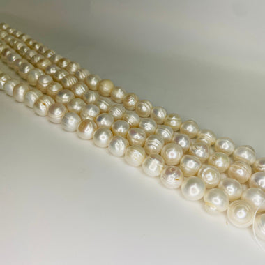 Natural Freshwater Pearls Beads Potato 13 - 14 mm - 15.5"inches Strand White - Beadsy Beads