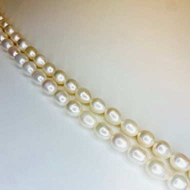 Natural Freshwater Pearls Rice Beads 12mm - 15.5"inches Strand White - Beadsy Beads