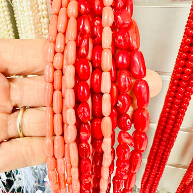 Natural Irradiated Coral Bamboo Mix Bead - 15.5"inches Strand - Beadsy Beads