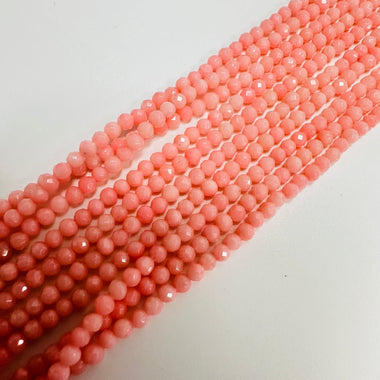 Natural Light Pink Coral Faceted Gemstone Beads 2.5mm - 15.5 inches strand - Beadsy Beads