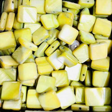 Natural Mother of Pearls / Shell Beads 10mm - Square - 20pcs Green - Beadsy Beads