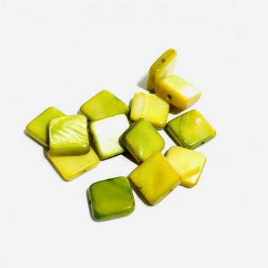 Natural Mother of Pearls / Shell Beads 10mm - Square - 20pcs Green - Beadsy Beads
